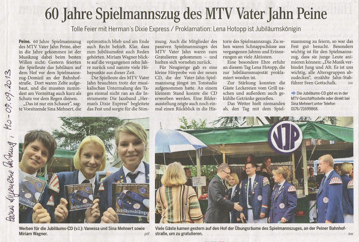 Jubiläum 60 Jahre Spielmannszug Vater Jahn Peine 2013